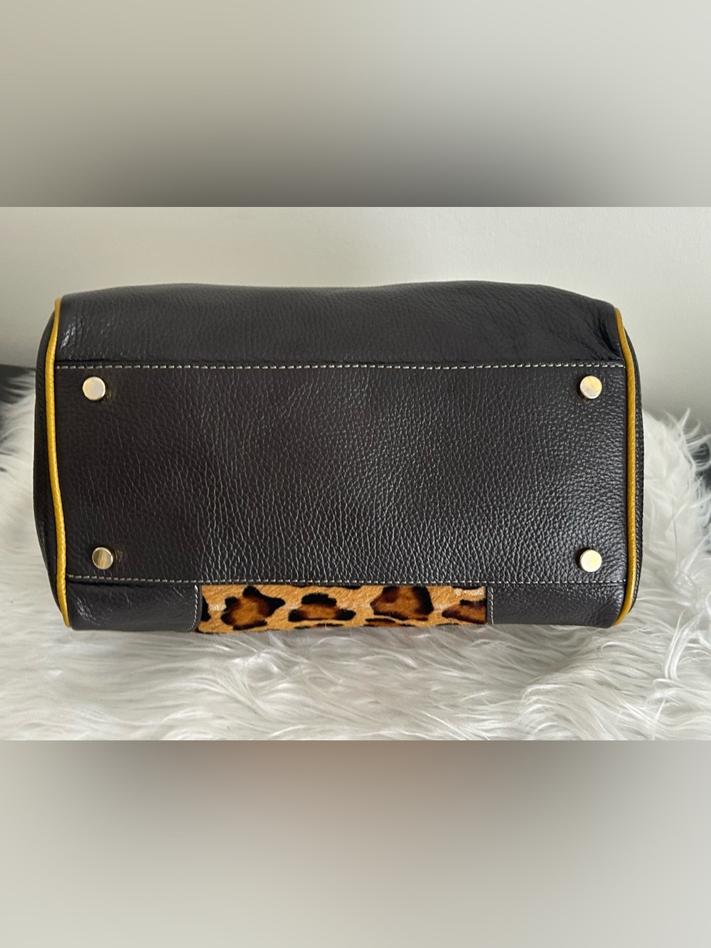 Claudia Firenze Leopard Calf Hair Leather Frame Satchel Made in Italy - Picture 13 of 15